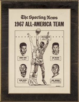 1967 The Sporting News All-America Team Plaque Presented To Lew Alcindor (Abdul-Jabbar LOA)